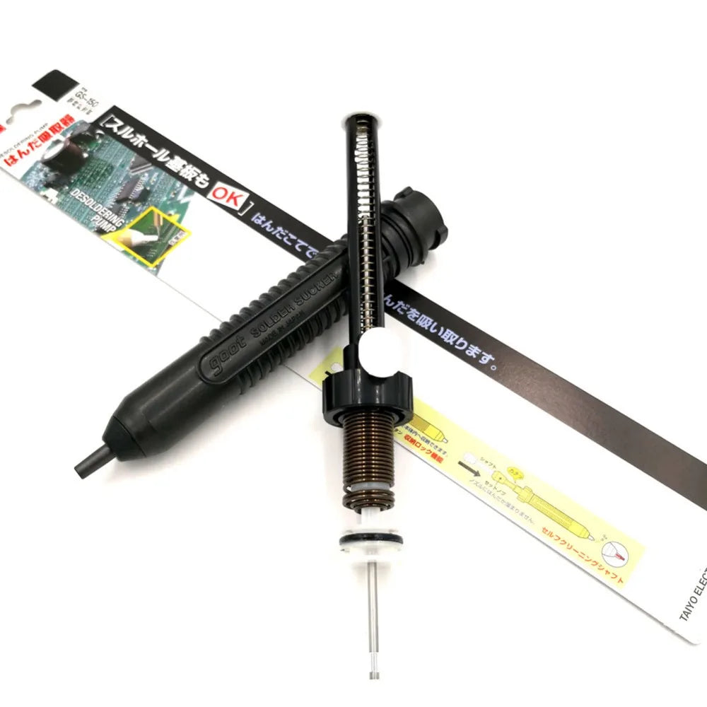 Japan GOOT GS Desoldering Pump Large Medium Small Sizes Self-Cleaning Anti-Static Manual Solder Sucker Light Strong Repair Tools
