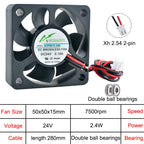 Industrial-Grade 50mm Axial Flow Fan –ACP5015 50x50x15mm Multi-Voltage (5V/12V/24V) Cooling Fan for Electronics & Power Systems