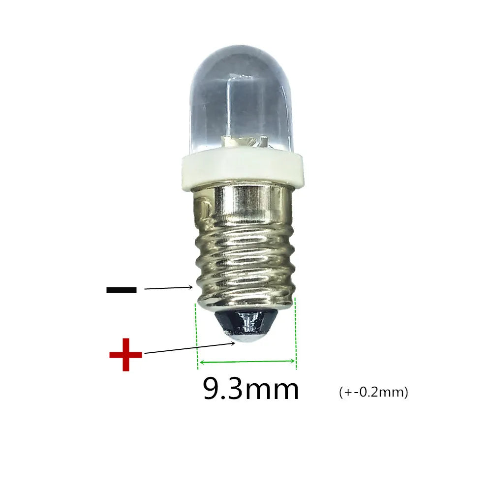 5PCS E10 LED Bulb DC3V DC3.8V DC4.5V DC 6V E10 LED 8V 12V 18V 24V E10 Warm white red blue green yellow