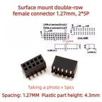 5PCS SMD SMT 2*2/3/4/5/6/7/8/10/12/20/40/50 PIN Double Row Pin Female Header 1.27MM Pitch Connector Socket 2X/6/8/10/20
