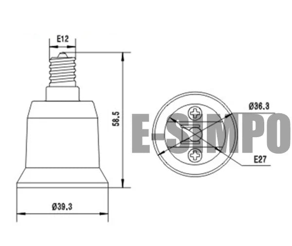 6pcs E12 to E26 Adapter Chandelier Light Socket Candelabra US CA E12 to Edsison Medium E26/E27 Bulb Base Lampholder Converter