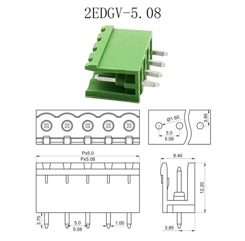 5Pair 15EDG KF2EDG 2.54mm 3.5mm 3.81mm 5.08mm PCB Screw Terminal Block 2-12Pin Male Plug Female Socket Pin Header Wire Connector