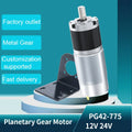 42GP‑775 DC Brushed Planetary Gear Motor 12V 24V 42mm All Metal Gearbox High Torque Reversible Low RPM Reduction Motor for Robot