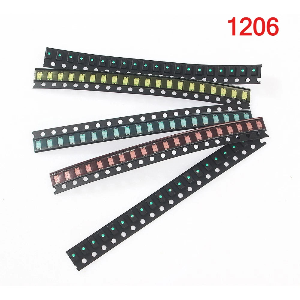 5 Colors SMD LED Light Emitting Diode Assortment Kit - 100pcs 0603/0805/1206/1210/5050/5730 Miniature LED Diodes