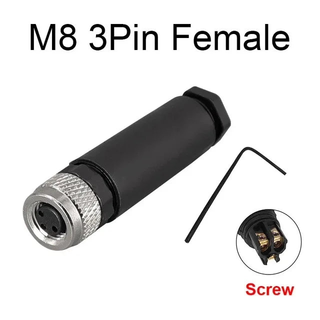 Cloweit M8 Sensor Connector Waterproof Male&Female Plug Straight Angle Screw Threaded Coupling 3pin 4p Panel Mount Flange Socket