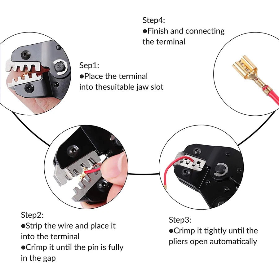 SN-2549 Ratcheting Crimper Tool for Dupont/PH2.0/XH2.54/VH3.96 Terminals, Wire Crimping Pliers Electrical Connector Clamp