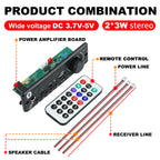 2*3W 6W Amplifier 5V MP3 Decoder Board Bluetooth 5.0 Stereo Audio DIY Car MP3 Player FM Radio TF USB 6.5mm Mic jack Record Call