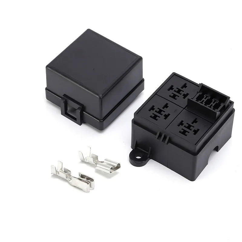 12V/24V 40A 4/5 Pin 3-Way Fuse Relay Box, 3 Relay Holder Standard ATO Fuse Block with Free Assembly for Car Motorcycle