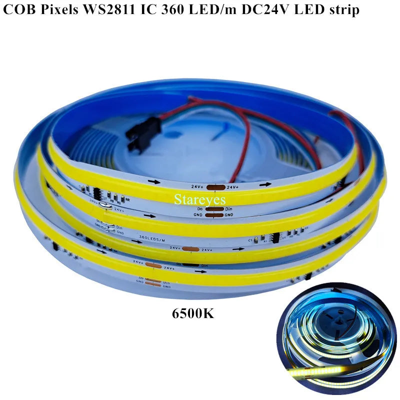 COB SPI LED Strip Light 24V 5m Addressable Pixels White CCT RGB RGBW RGBCCT WS2811 WS2814 Digital IC FCOB Magic Color Tape Rope