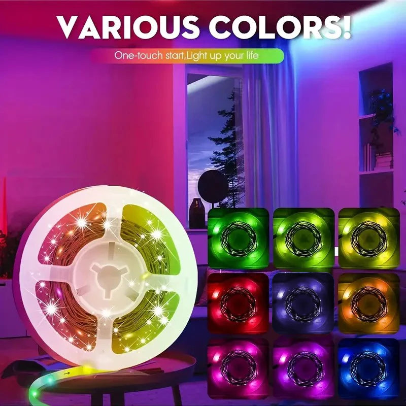 RGB LED Strip Lights TV Backlight APP Music Sync USB 5V Led Light Luces Led Diode Flexible Ribbon Tape For Room Party Decoration