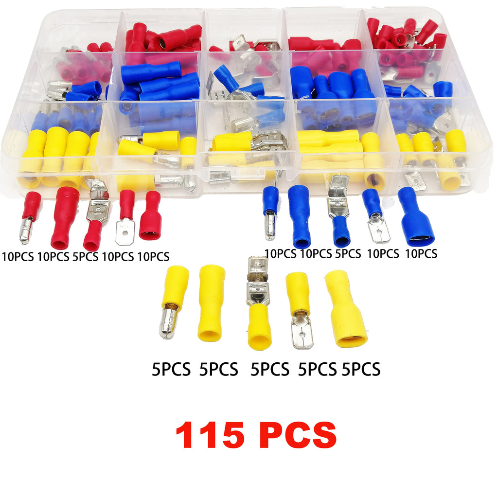 Insulated Cable Connector Electrical Wire Crimp Spade Butt Ring Fork Set Ring Electric Crimp lugs Rolled Terminals Assorted Kit