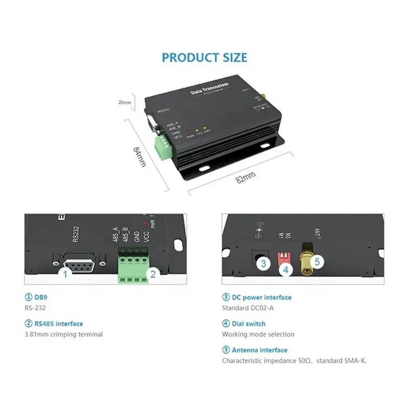 ABRI-E90-DTU(230SL22) Lora Radio 230Mhz RS232 RS485 Auto Relay Networking Wireless RF Module Lora Module Frequency