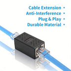 Metal Shielded RJ45 Coupler Female to Female, Ethernet Cable Extender Joiner, Anti-Interference LAN Adapter for Cat5e Cat6