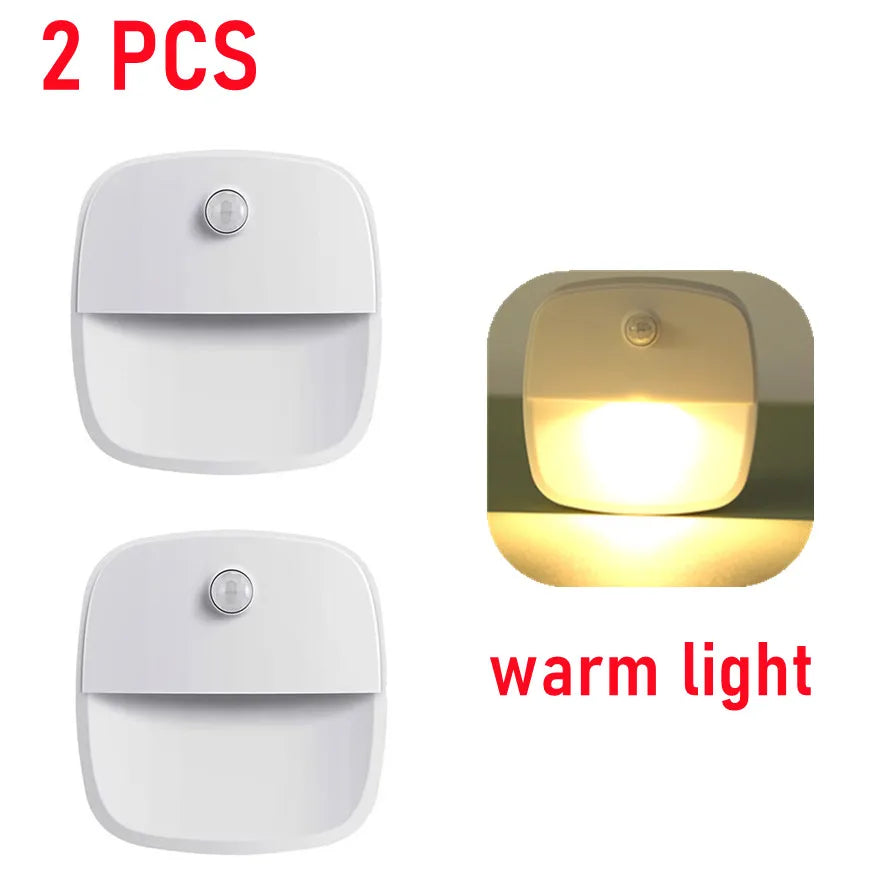 ZQQBYY LED Night Light Motion Sensor Wireless Lights AAA Battery Powered Bedroom Wall Staircase Closet Aisle Body Induction Lamp