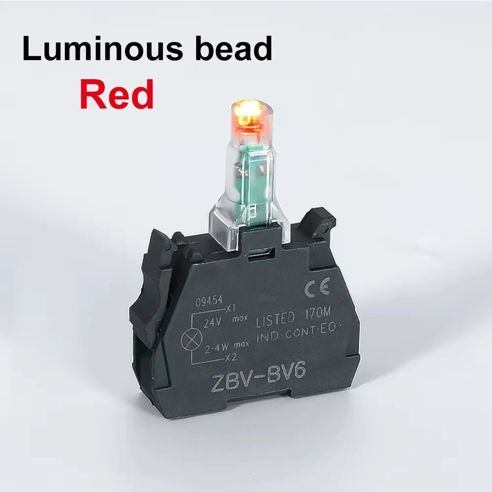 XB4 22mm Emergency Stop Button Switch Double Button Switch with Light Momentary Self Reset Mushroom Power Push Button Switch 10A