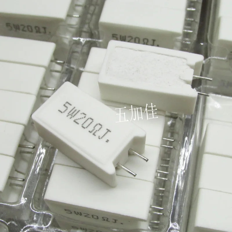 10-100pcs SQM 5W 20R 5% 5W20RJ cement production line winding resistor vertical frequency division ceramic resistor