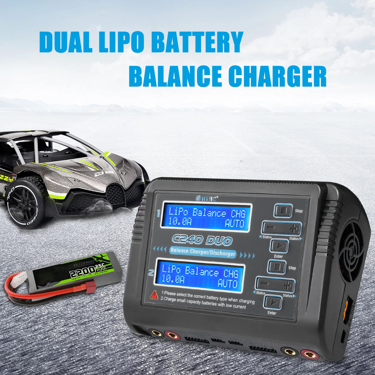 HTRC 400W/240W RC Charger  Dual Channel AC DC Charger Discharger for LiPo LiHV LiFe Lilon NiCd NiMh Pb Battery Balance Charger