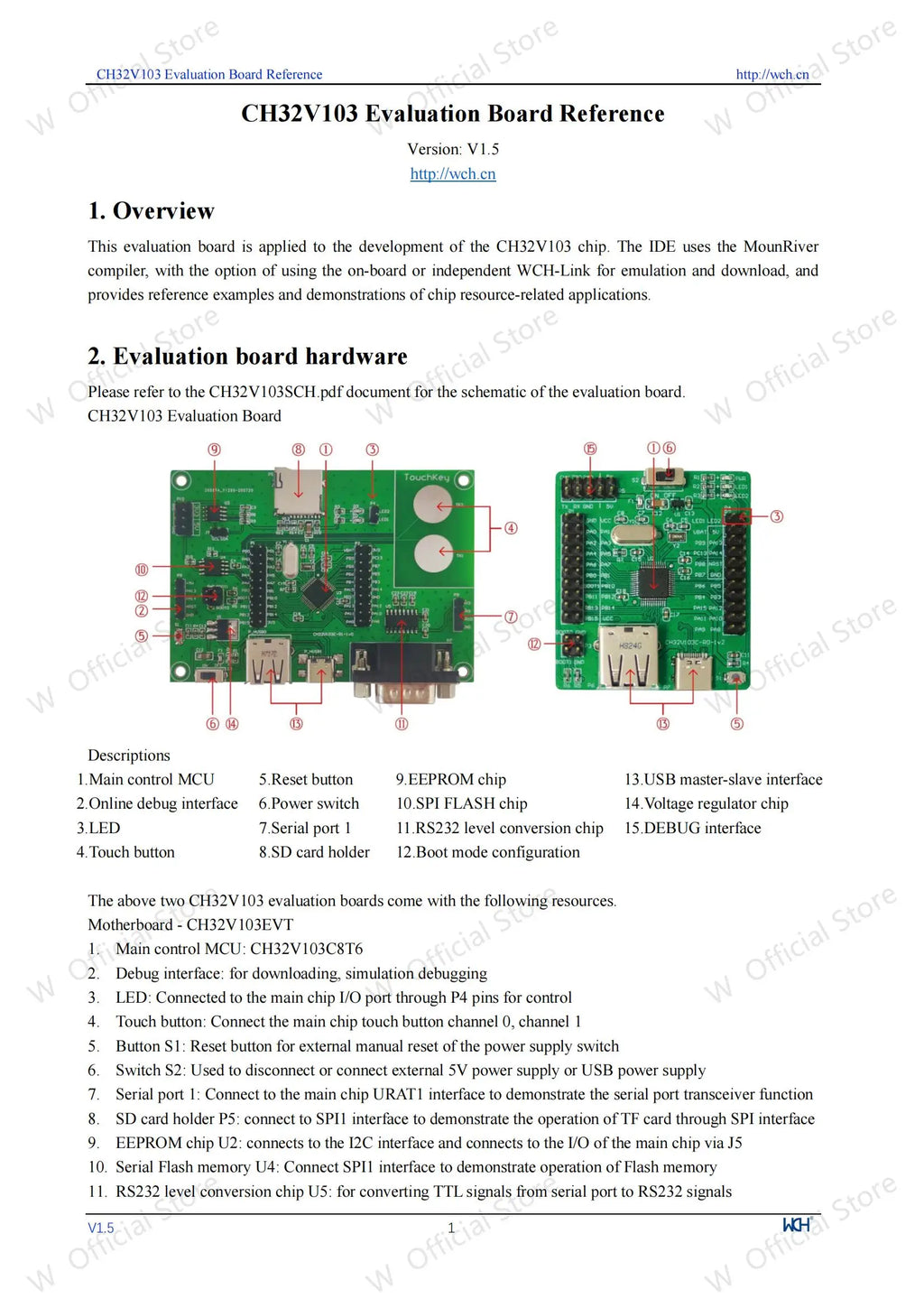 CH32V103 development board, on-board WCH-Link debugger CH32V103R8T6 Microcontroller Evaluation Boards
