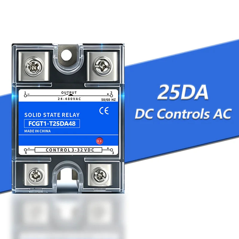 SSR Solid State Relay 10A 25A 40A 60A 80A 100A 120A Single Phase Control Relay DC TO AC DC TO DC AC TO AC
