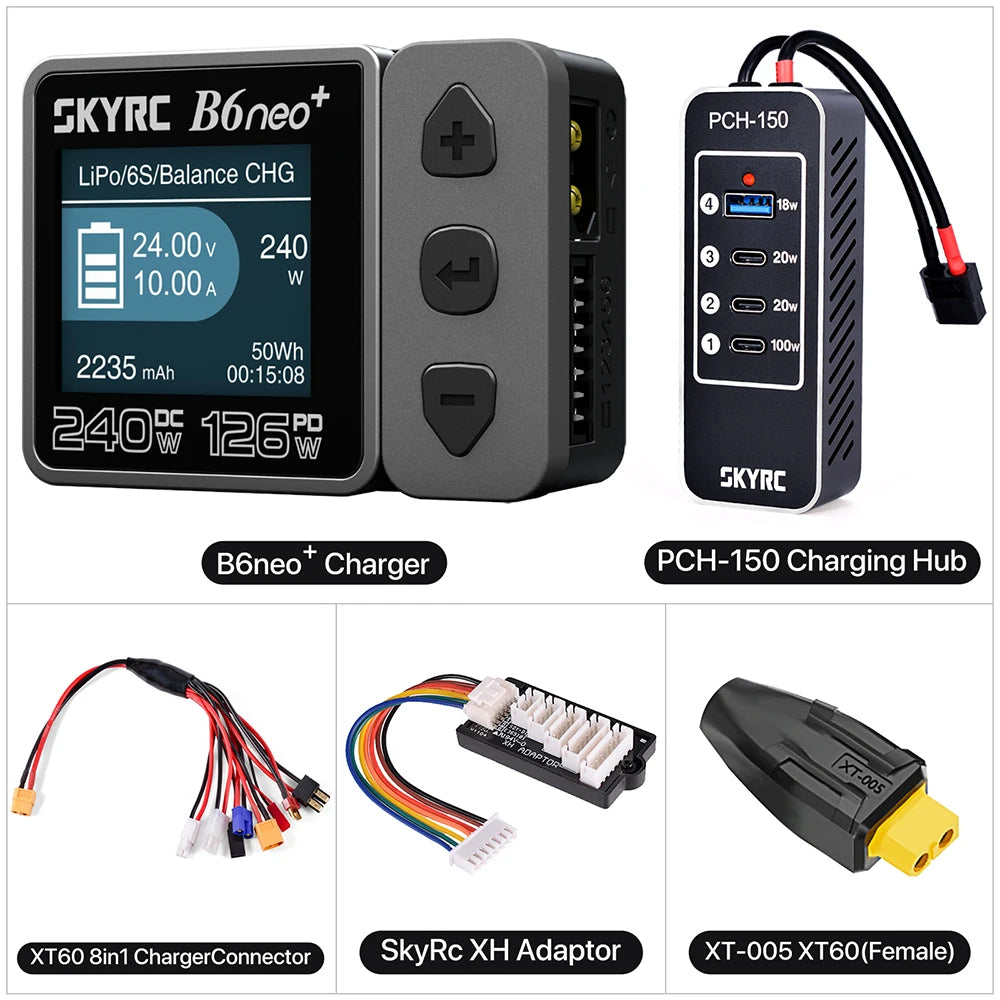 SKYRC B6neo / B6neo+ LiPo Battery Smart Balance Charger DC 200W PD 80W Input for RC Model Car Ship Boat Airplane