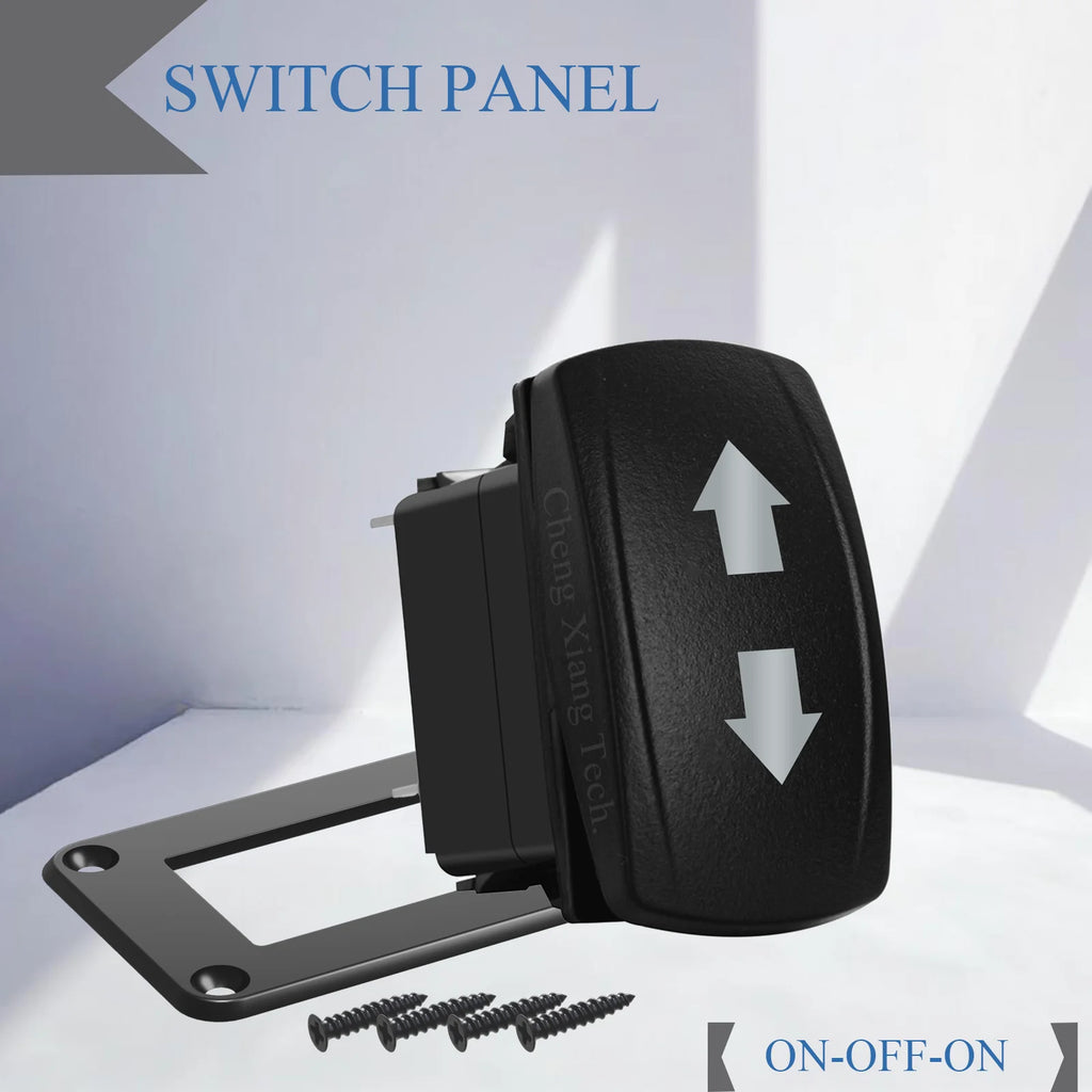 Waterproof 12V/24V 7-Pin DPDT Reverse Polarity Rocker Switch Blue LED Latching/Momentary On-Off-On for DC Linear Actuators Motor