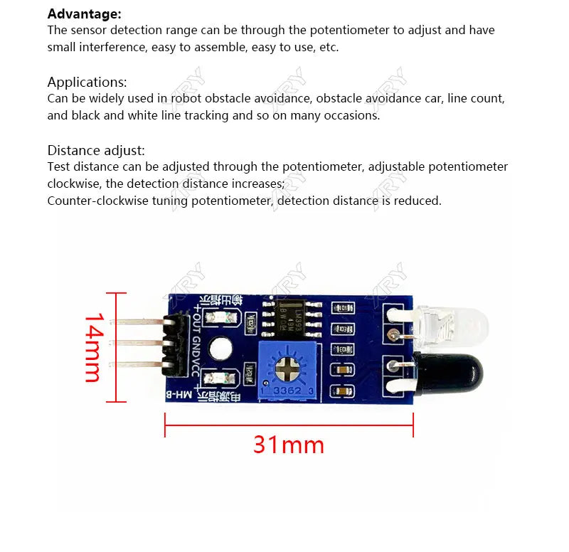 XRY 10pcs/1pc IR Infrared Obstacle Avoidance Sensor Module for Arduino Smart Car Robot 3-Wire Reflective Photoelectric New