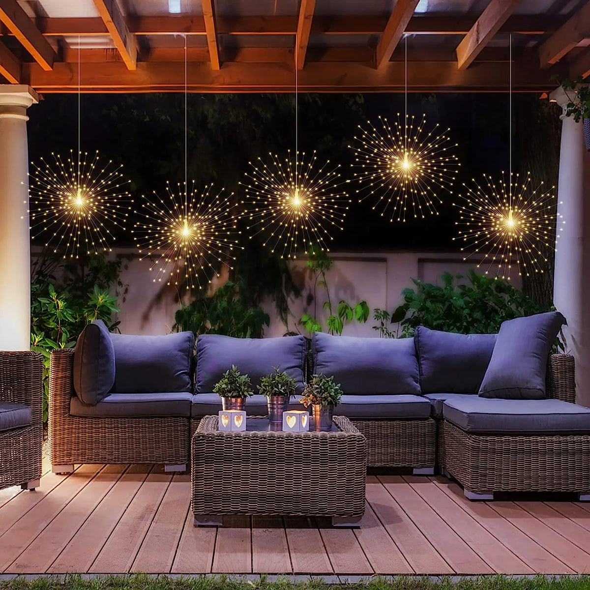 Solar Firework Lights Outdoor  - 90/150/200 LEDs, 8 Modes, Copper Wire Hanging Fairy Lights For Yard, Patio, Tent,Party,Xmas