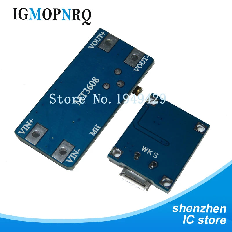 Micro USB 5V 1A 18650 TP4056 module for lithium battery charger charging board with protection + MT3608 2A DC-DC boost converter