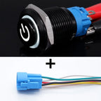 16mm 19mm 22mm Black On Off Metal Button Switch Car Power Start Stop Led Light Waterproof Reset Latching With Socket 5V 12V 220V