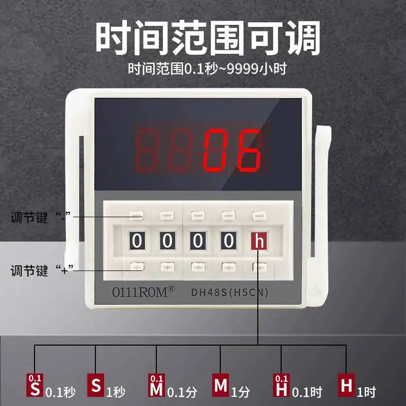 Digital Display Time Relay DH48S-2Z DH48S-1Z Timer 9999H With Base And Two-Year Warranty