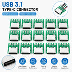 USB 3.1 Type-C 16-Pin Test Breakout Board Full Pinout Adapter Socket for Diagnosis & Data Cable Prototyping
