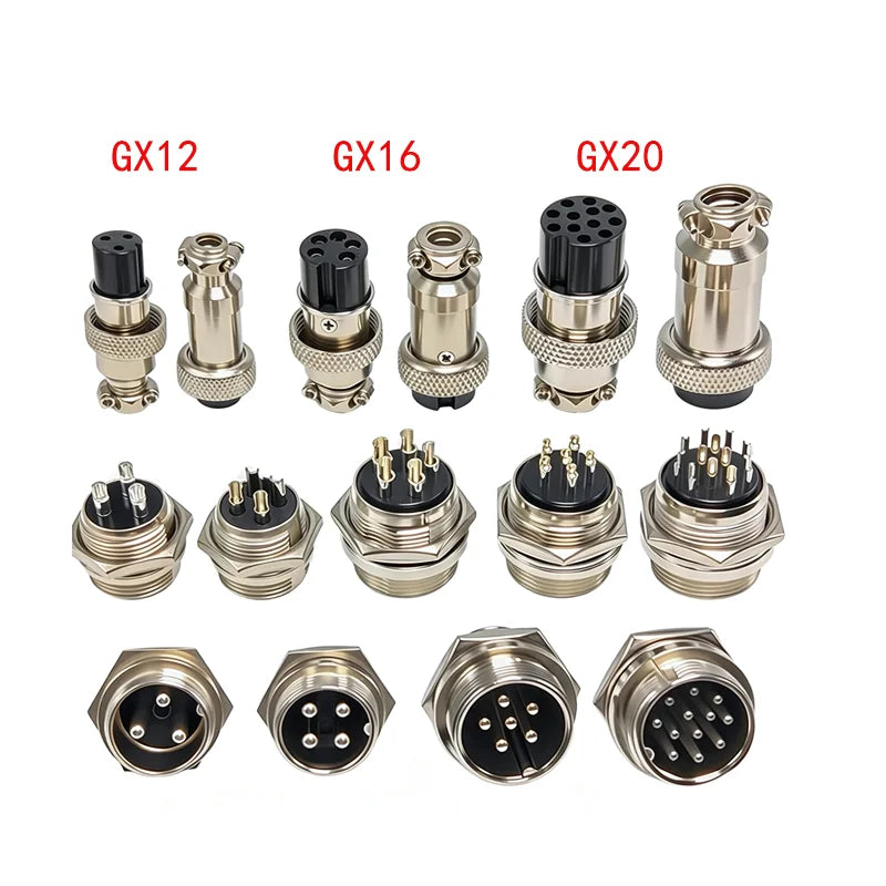 5Set  GX12 GX16 GX20 2 3 4 5 6 7 8 9 10 12 14 15 Pin Docking Aviation Plug Socket Waterproof Circular Connector