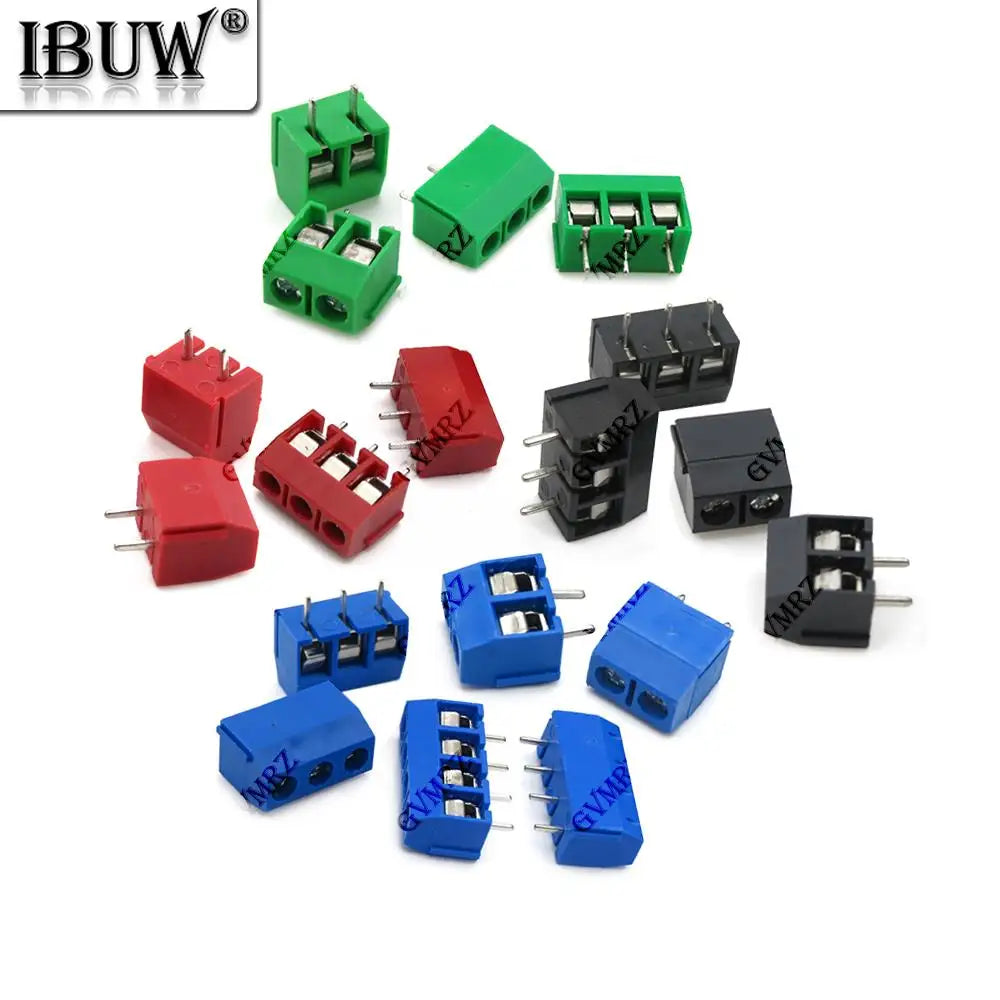 10PCS 5.0mm Blue Black PCB Terminal Block Connector Pitch 5.0mm KF301 Straight Pin 2P 3P Screw PCB Terminal Blocks Connector
