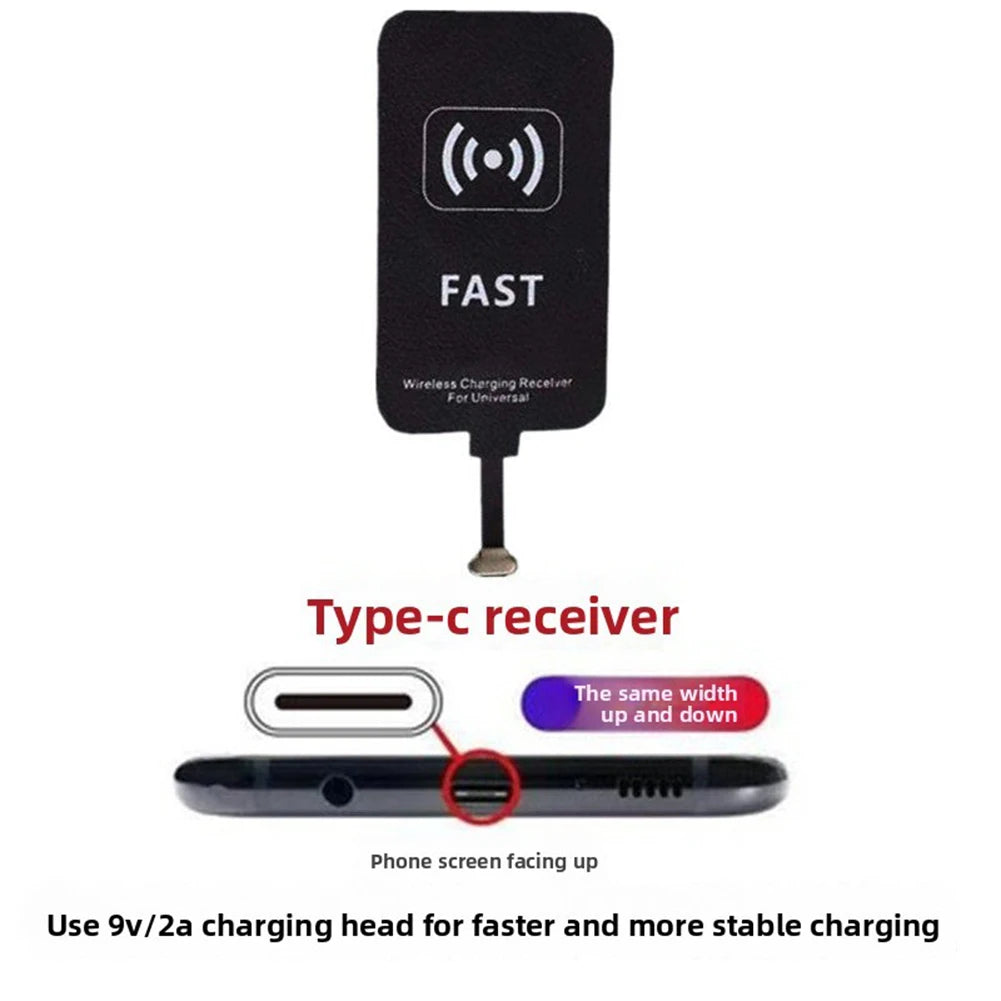 1pc Wireless Charger Adapter Receiver 10W Type-C Wireless Charging Patch Wireless Charging Receiver With Magnetic Charging Cable