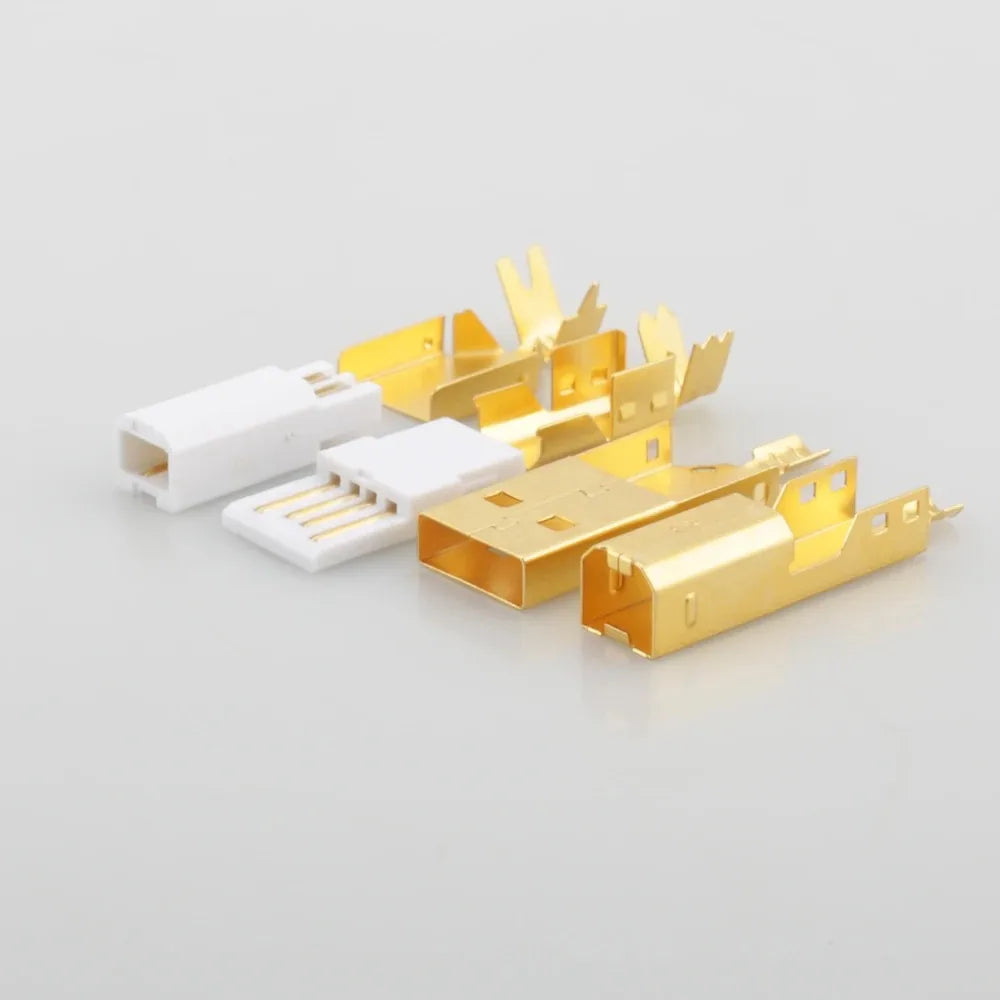 Hi-End Gold Plated USB A To B Connector Type A-B Plug DIY HiFi USB Cable Replacement Audio Grade USB Wire Repair Spare Parts