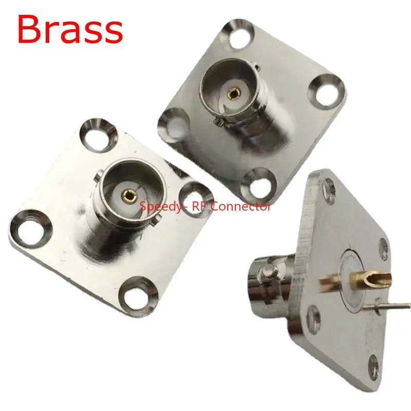1Pcs Q9 BNC Female Jack Mount Socket 4Holes Flange Connector Q9 BNC Female Jack Flange(25*25mm) Panel Chassis Coax Brass Copper
