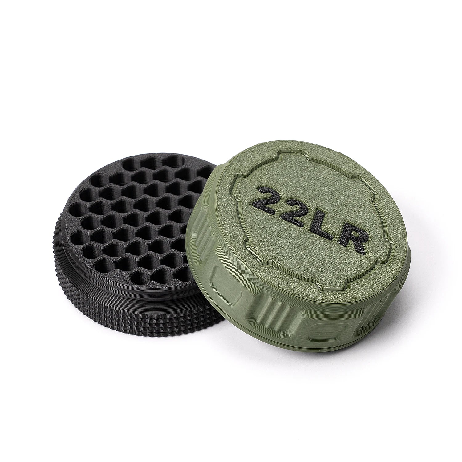 A compact storage case capable of holding 55 .22LR rounds—convenient for carrying to the shooting range.