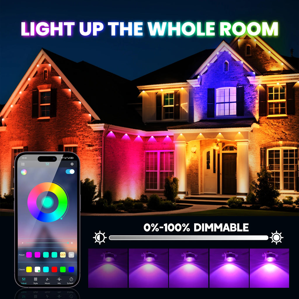 150M 90M 60M 15M Smart RGB Eave Lights IP67 Waterproof APP&Remote Control Timer Dimmable LED String Lights Home Christmas Decor