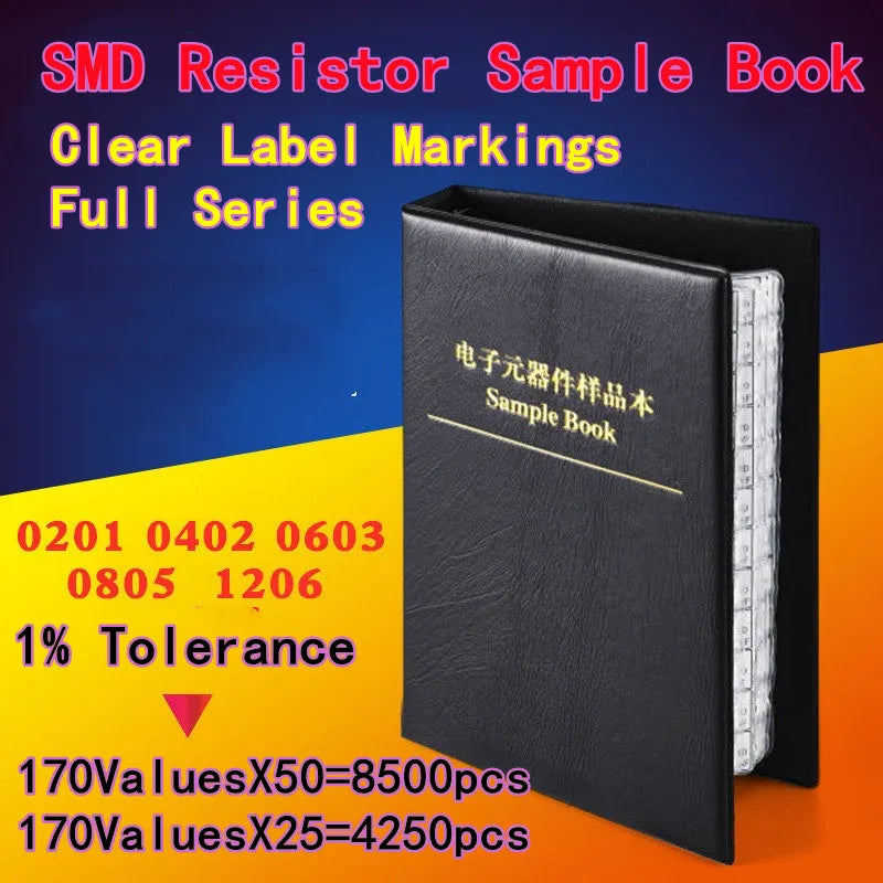 0201/0402/0603/0805/1206 SMD Resistor Sample Book, ±1% Tolerance, 170 Kinds Assortment Kit