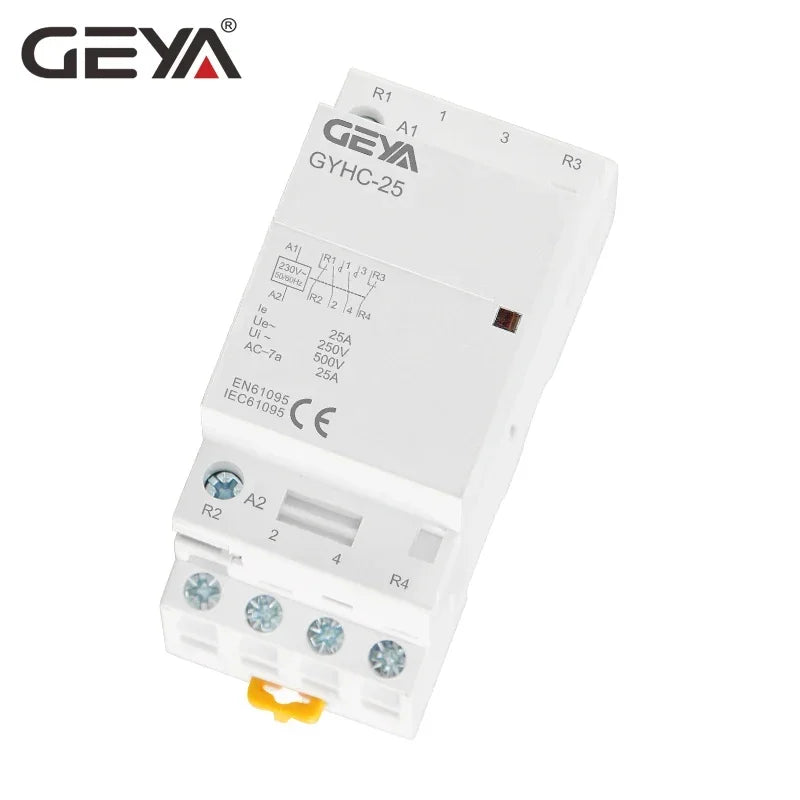 GEYA GYHC 4P 25A 220V/230V 50/60HZ Din Rail Household AC Modular Contactor 4NO OR 2NO2NC OR 3NO1NC OR 4NC