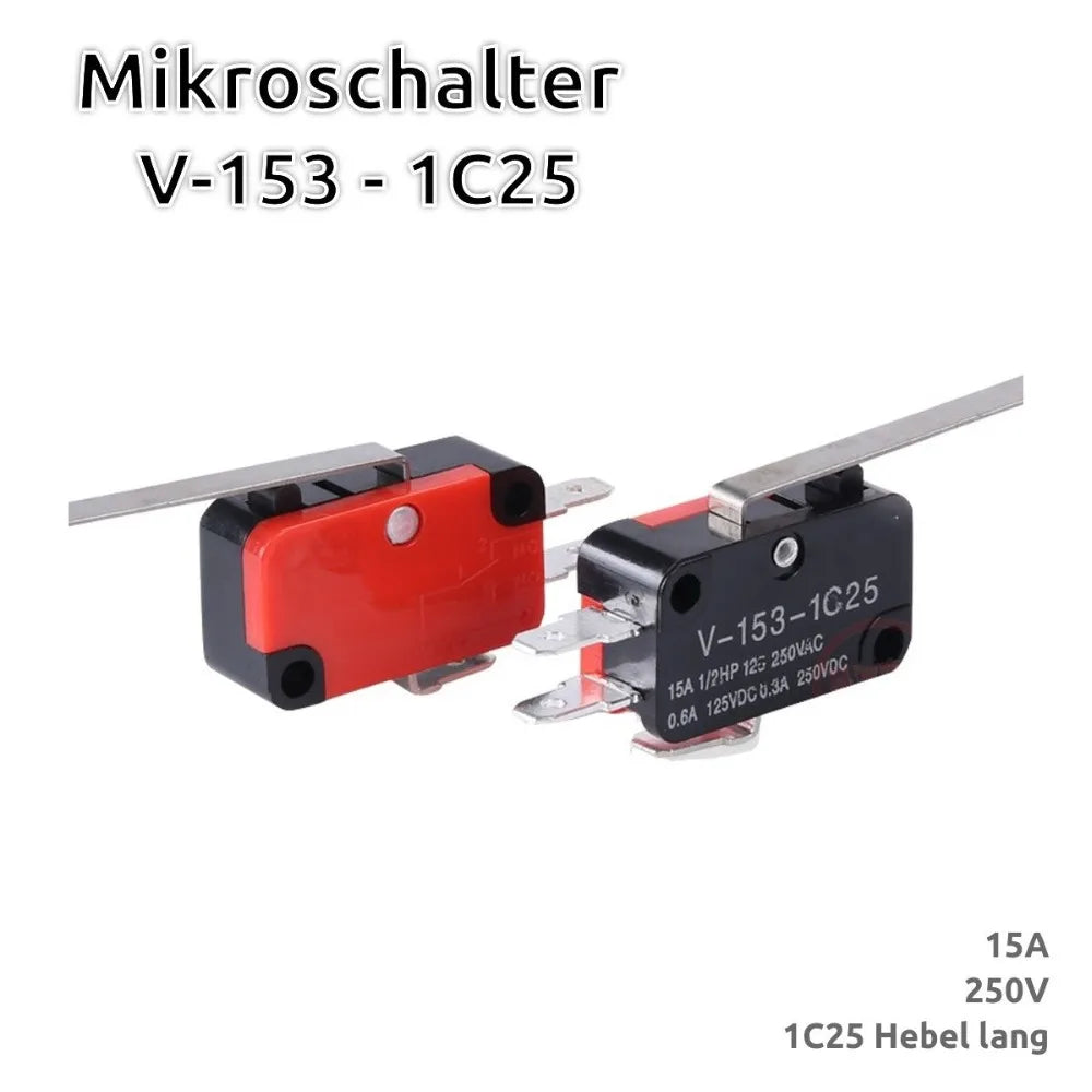 V-15 V-151 V-152 V-153 V-154 V-155 V-156-1C25 Micro Switch 16A 250VAC SPDT Momentary Travel Limit Switch 1NO1NC Lever Roller