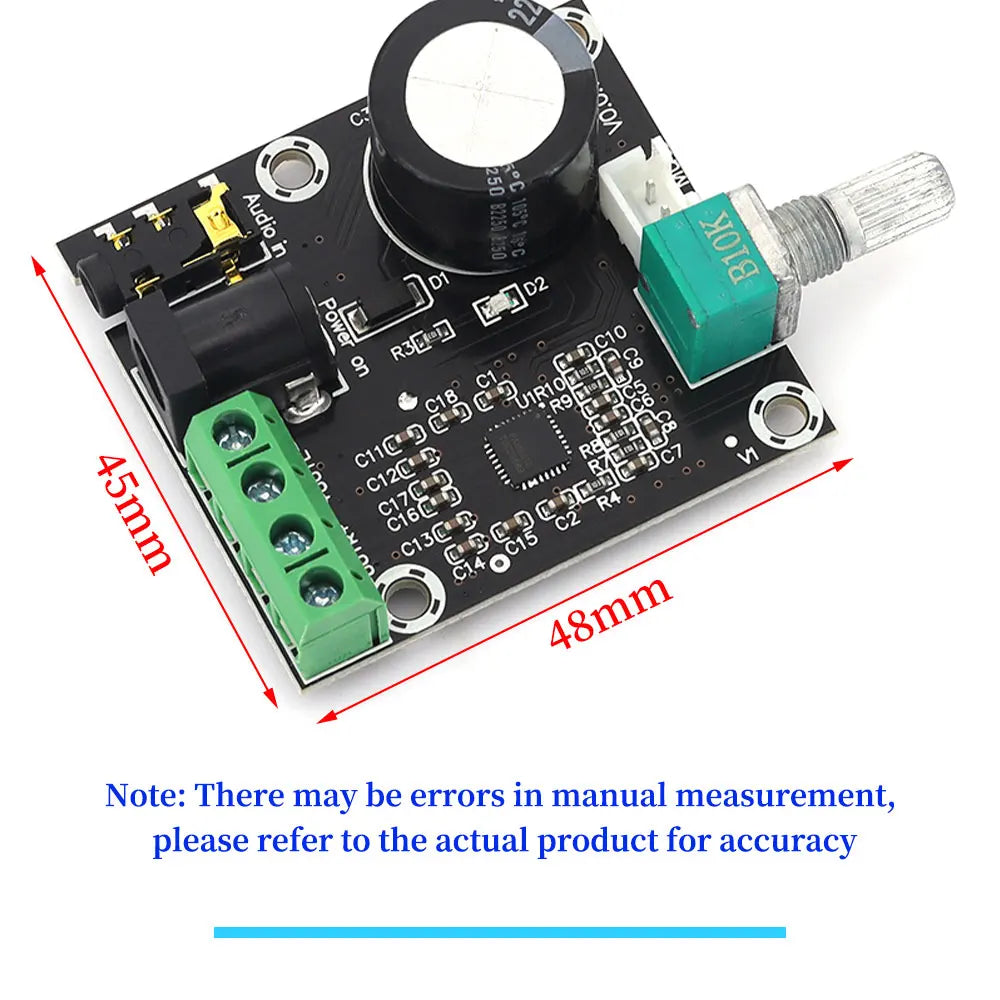 PAM8610 Audio Amplifier Board Dual Channel Class-D 2*15W DC12V XH-M120 - Pack for Audio Projects