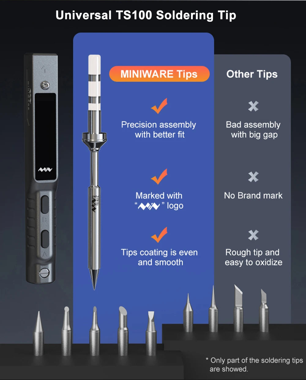 Original TS101 Soldering Iron 65W Mini Portable Adjustable Temperature LCD New Upgrade TS100 with Soldering Iron Tip Set