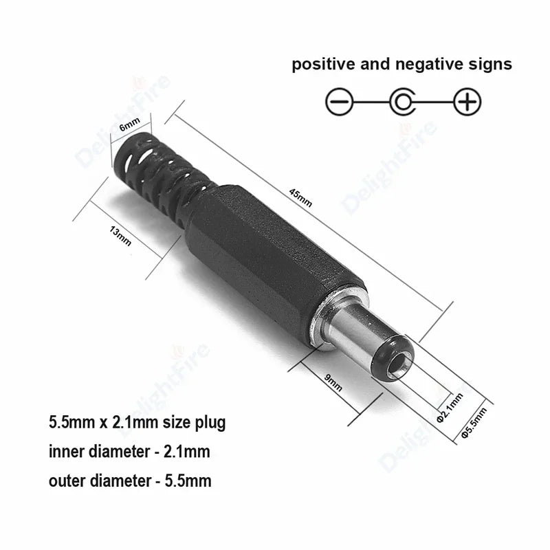 1/3/5/10Pcs DC Power Supply Jack Socket Female Panel Mount Connector 5.5mm 2.1mm Plug Adapter 2 Terminal Types 5.5x2.5mm