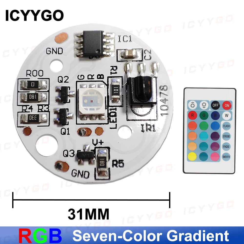 LED Light Panel 5V Color RGB Colorful Gradient Light Source Infrared 24-Key Wireless Remote Control Switch Nn/Off Control/Touch