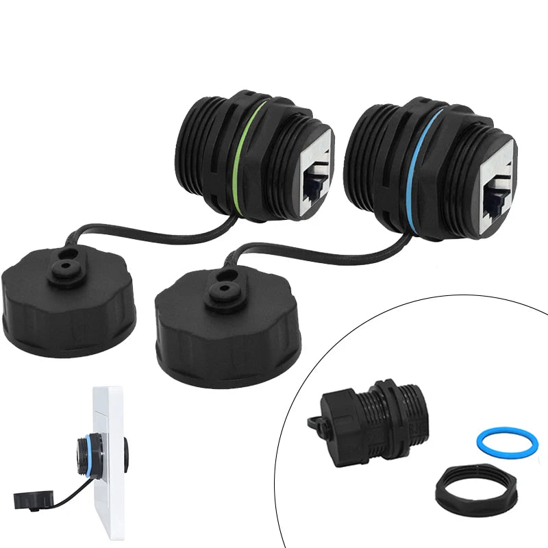 YXY Network RJ45 Panel Mount Connector IP68 Ethernet Dual Size M20/M23 CAT5E/CAT6/CAT6A Waterproof Outdoor Wire Connector