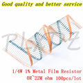100pcs 1/4W 0R-22M 1% Metal Film Resistor 0.25W 30 33 36 39 43 47 51 56 62 68 75 82 91 100 110 120 130 150 160 180 200 220 R ohm