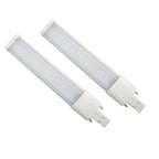 2pc GX23/G23 2Pin 6W LED Lamp 360D 600lm CFL PL-S 13W Equivalent 2Side View 85-265V AC Horizontal Plug Machine Reading PL Light