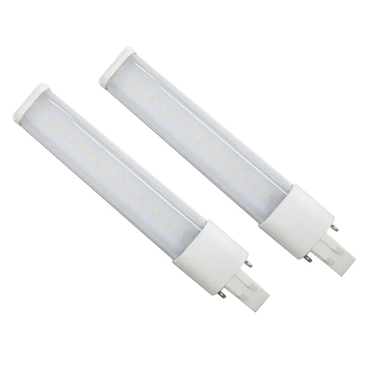 2pc GX23/G23 2Pin 6W LED Lamp 360D 600lm CFL PL-S 13W Equivalent 2Side View 85-265V AC Horizontal Plug Machine Reading PL Light