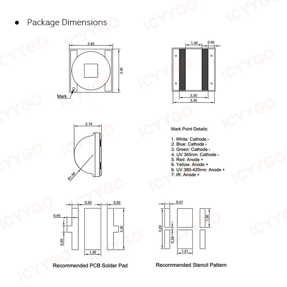 3W 3535 Deep Infrared IR High Power LED Light Source Band 660nm 700nm 730nm 740nm 800nm 850nm 940nm 1050nm Lamp Beads